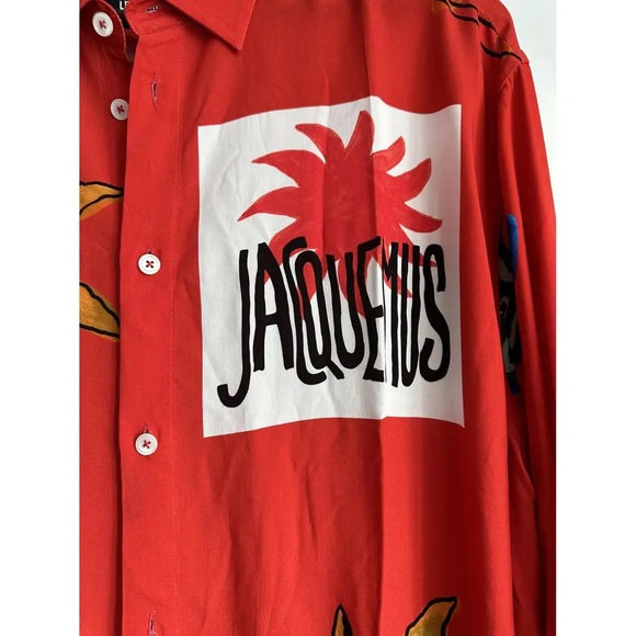 Jacquemus Red Floral Graphic Shirt        Sz 50 Large - Picture 6 of 9